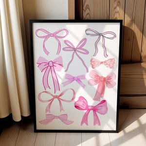 Pink Bow Baby Shower Printable, Coquette Nursery Wall Art, Digital Download, Girls Room Decor, Blush Pink Aesthetic