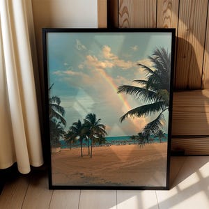 Coastal Rainbow Palm Tree Print: Beach House Decor (Digital Download)