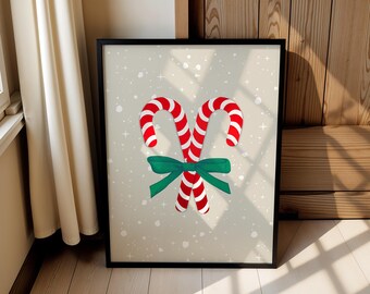 Candy Cane-kerstprint: feestelijke feestdagdecoratie (digitale download)