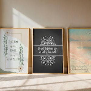 Bible Verse Wall Art Prints: Christian Home Decor Set (Digital Download)
