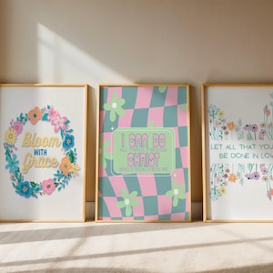 Floral Bible Verse Wall Art Set: Christian Home Decor (Digital Download, Set of 3)