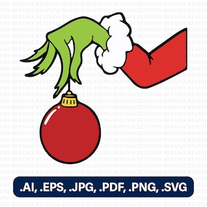 Grinch main SVG, PNG, Grinch main PNG, main de Noël Grinch, clipart Noël Grinch, Grinch téléchargement numérique