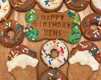 BIRTHDAY SNACK BOX Personalized Homemade Peanut Butter Dog Treat Variety