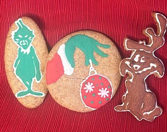 3 Grinch Christmas Cookie Homemade Peanut Butter Dog Treats, GRINCH MAX ORNAMENT