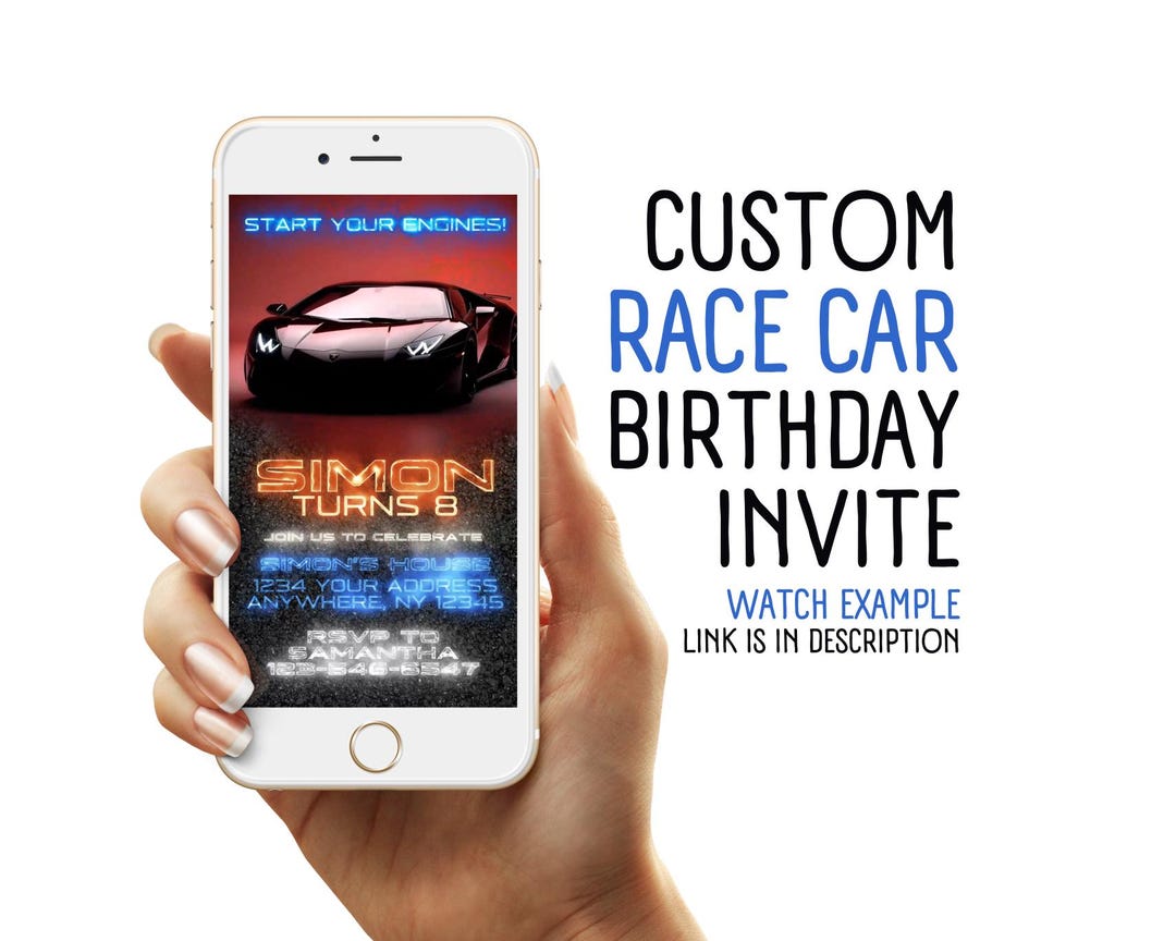 Race Car Birthday Video Invitation: Animated Lamborghini Car Theme ...
