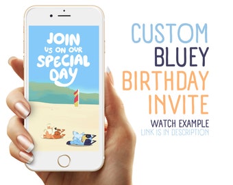 Bluey Custom Birthday Invitation, Video Invitation, Bluey Invite, Personalized, Digital Download, Digital Birthday Invitation