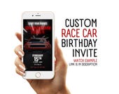 Race Car Animated Birthday Video Invitation: Muscle Car Theme (Digital Download)