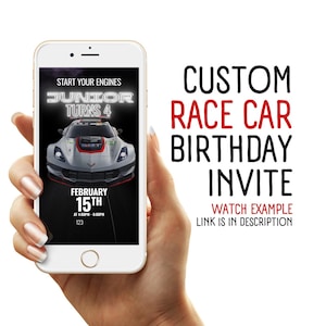 Race Car Birthday Video Invitation: Animated Corvette Theme (Digital Download)