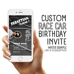 Race Car Animated Birthday Invitation: Custom Video Evite (Digital Download)