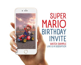 Super Mario Kart Birthday Video Invitation: Personalized Digital Evite (Digital Download)