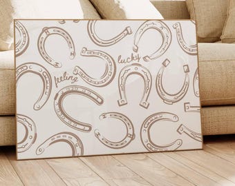 Lucky Horseshoe Print, Western Wall Art for Vintage Western Decor, Digital Download
