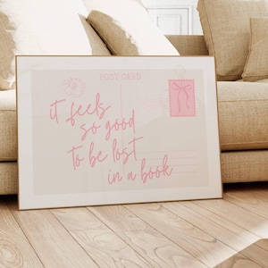 Trendy Book Print, Reading Corner Decor, Cute Postcard Poster, Bookish Wall Art, Girly Book Lover Gift, Library Aesthetic, Digital Download