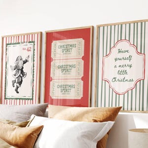 Vintage Christmas Set of 3 Prints, Traditional Holiday Wall Art, Retro Xmas Poster for Nostalgic Christmas Decor, Digital Download