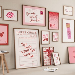 Valentine Print Gallery, Romantic Wall Art, Retro Valentine's Day Aesthetic, Cute Galentine Decor, Trendy Poster, Set of 15 Digital Download
