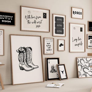 Cowgirl Gallery Wall Art, Trendy Western Print, Girly Country Poster, Coquette Dorm Decor, Apartment Aesthetic, Set of 15 Digital Download