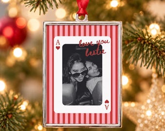 Custom Playing Card Ornament, Personalized Photo Ornament, Christmas Keepsake, Gift for Best Friend Photo Frame