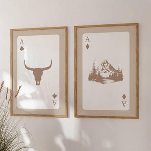 Playing Card Prints, Retro Western Wall Art, Southwestern Decor,  Retro Cowboy Poster, Trendy Cowgirl Aesthetic, Set of 2, Digital Download