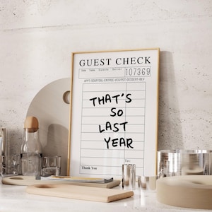 New Year's Guest Check Print, Trendy Wall Art, Retro NYE Aesthetic, Modern Bar Cart Decor, Funny New Year Poster, Preppy Art, Digital Print