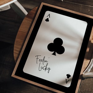 Set of 3, Retro Wall Art, Lucky 8 Ball Print, Trendy Playing Card ...