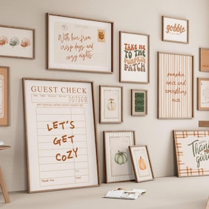 Fall Gallery Set of 15 Prints, Warm Autumn Wall Art, Thanksgiving Poster for Cozy Fall Decor, Digital Download