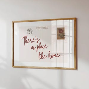 No Place Like Home Vintage Postcard Poster, Trendy Horizontal Print, Retro Apartment Aesthetic, Cute Decor, Girly Wall Art, Digital Download