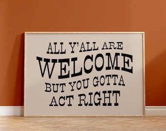 All Y'all Are Welcome Print, Retro Western Wall Art for Modern Southwestern Decor, Digital Download