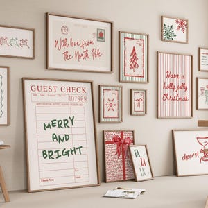 Trendy Christmas Gallery Wall Art, Preppy Holiday Prints, Coquette Xmas Aesthetic, Cute Holiday Decor, Printable Set of 15, Digital Download