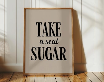 Take A Seat Sugar Print, Cowboy Bathroom Wall Art for Western Bathroom Decor, Digital Download