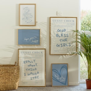 God Bless The Girls, Trendy Cowgirl Gallery Wall Art, Cute Girly Poster, Coastal Cowgirl Decor, Preppy Aesthetic, Set of 5, Digital Prints