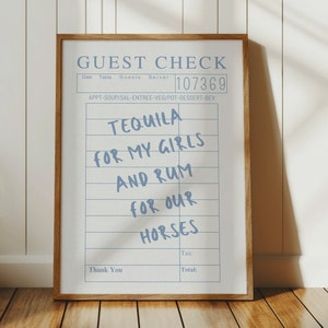 Coastal Cowgirl Guest Check Print, Trendy Beachy Poster, Funny Bar Cart Decor, Girly Western Wall Art, Apartment Aesthetic, Digital Download