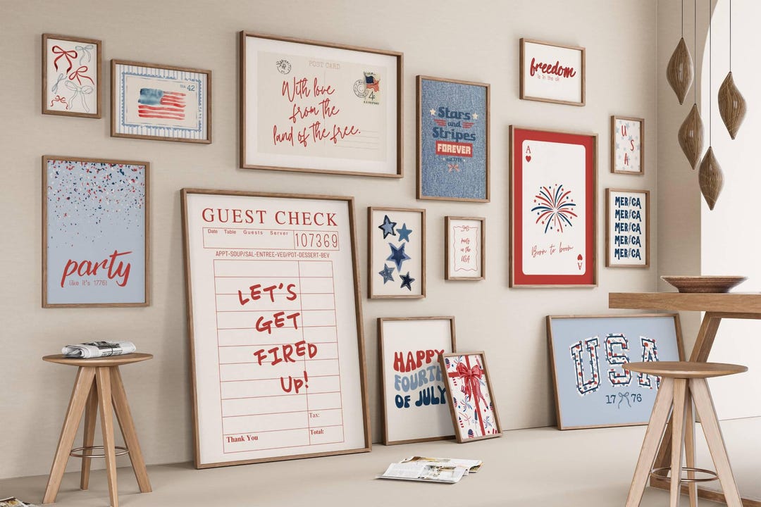 4th of July Gallery Set of 15 Prints, Patriotic Wall Art for ...