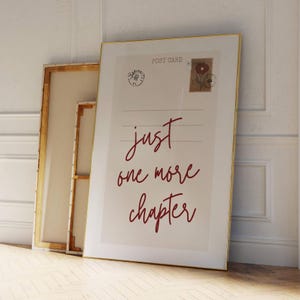 Just One More Chapter Print, Bookish Postcard Poster, Trendy Horizontal Wall Art, Book Lover Gift, Reading Corner Decor, Digital Download