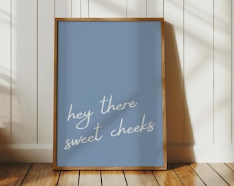 Sweet Cheeks, Funny Bathroom Print, Cute Modern Wall Art, Girly Aesthetic Decor, Trendy Toilet Poster, Minimalist Coastal, Digital Download
