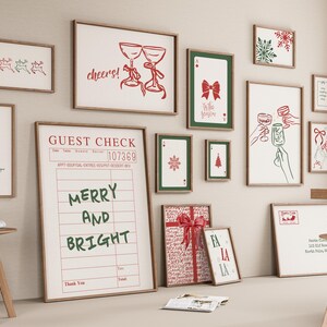 Trendy Christmas Gallery Wall Art, Preppy Holiday Prints, Coquette Xmas Aesthetic, Cute Holiday Decor, Printable Set of 15, Digital Download