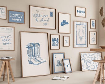 Coquette Cowgirl Gallery Set of 15 Prints, Girly Western Wall Art for Coastal Cowgirl Decor, Digital Download
