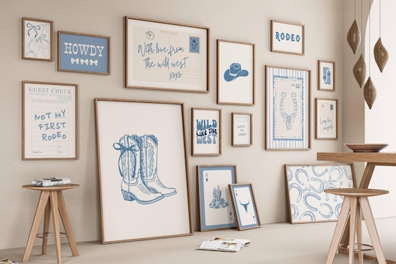 Coquette Cowgirl Gallery Set of 15 Prints, Girly Western Wall Art for Coastal Cowgirl Decor, Digital Download