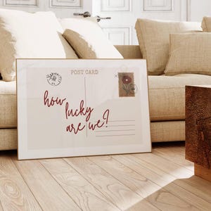 How Lucky Are We, Western Postcard Poster, Trendy Quote Wall Art, Retro Aesthetic, Cozy Print for Living Room Decor, Digital Download
