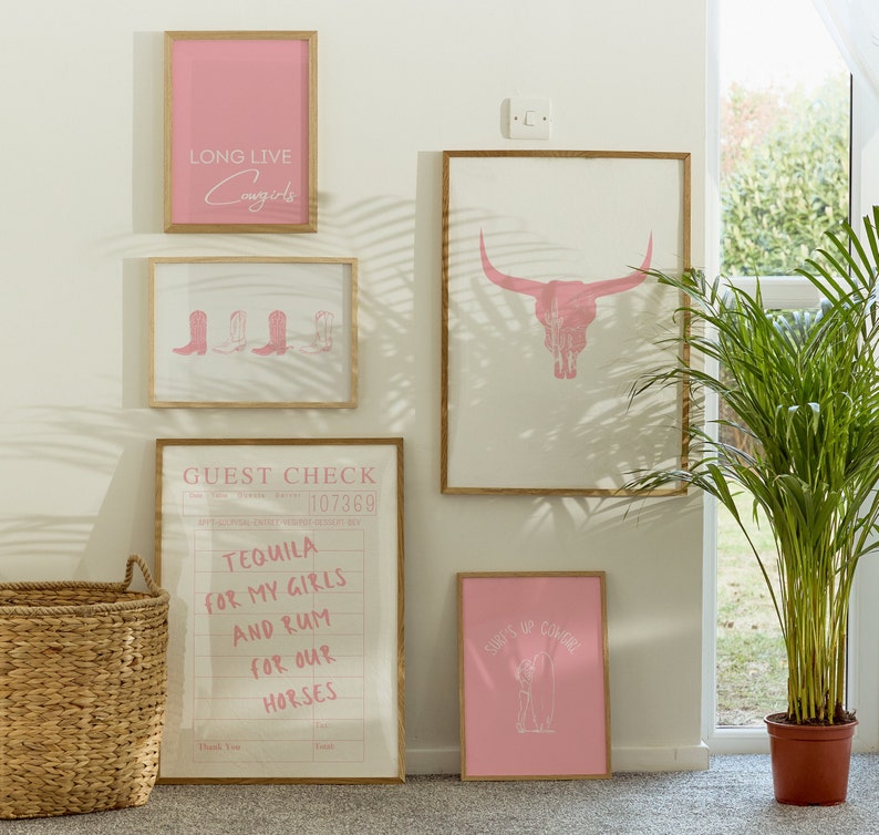 Coastal Cowgirl Gallery Set of 15 Prints, Beachy Western Wall Art for Pink Dorm Decor, Digital Download image 7