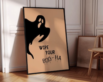 Funny Ghost Print, Spooky Wall Art for Halloween Bathroom Decor, Digital Download