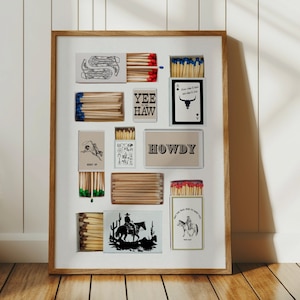 Matchbox Print Western, Trendy Matches Poster, Vintage Matchbook Wall Art, Funky Retro Aesthetic, Western Print, Cowgirl Decor, Cowboy Art