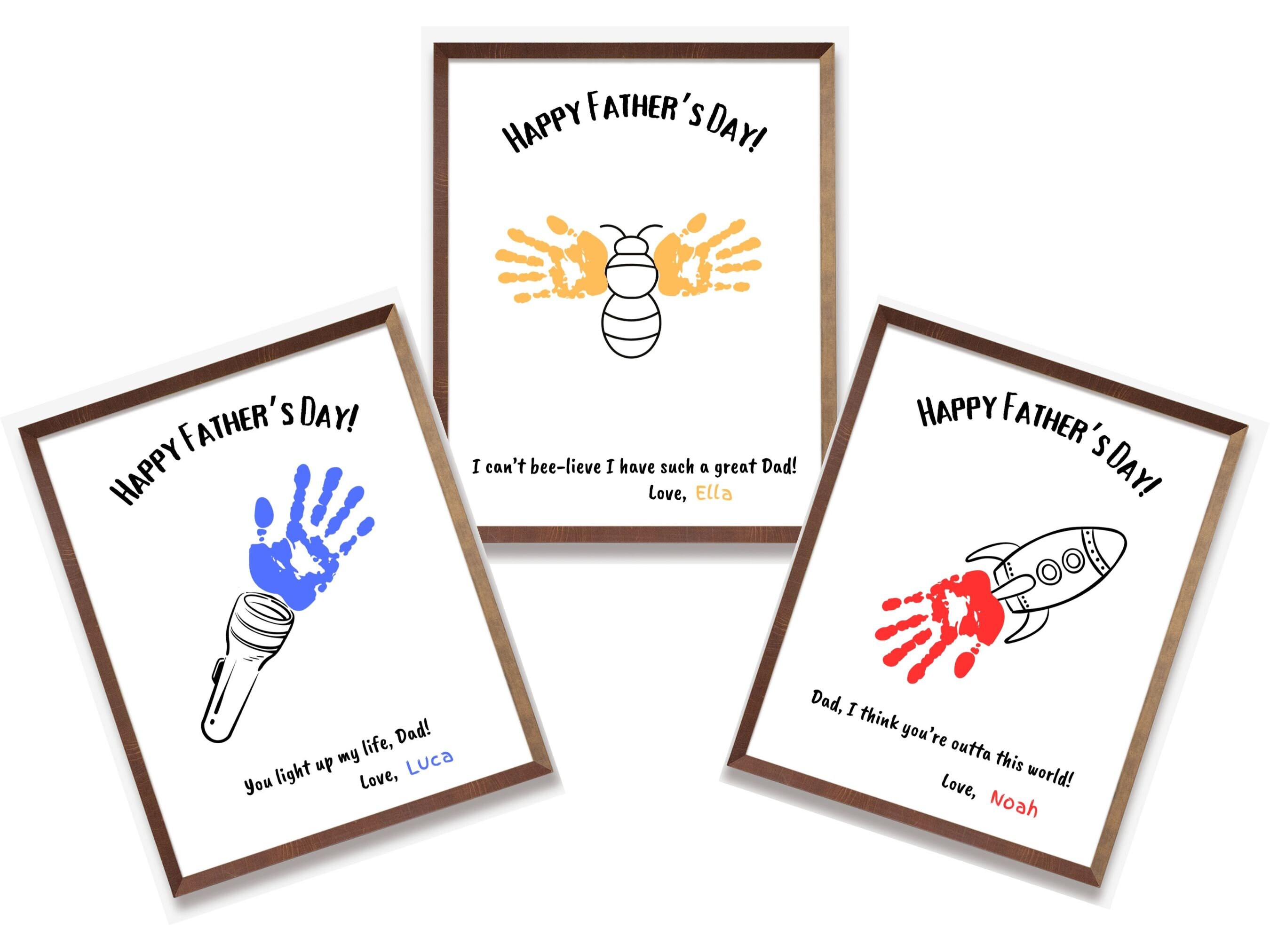 Father's Day Handprint Printable, Set of 3 Kids, DIY Craft Gift, Gift for Dad, Father's Day ...