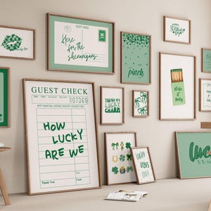St Patrick's Print Gallery, Lucky Wall Art, Retro St Patty's Day Aesthetic, Cute Saint Patricks Day Decor, Trendy Set of 15 Digital Download