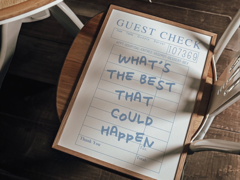 What's the Best That Could Happen, Trendy Guest Check Print, Uplifting