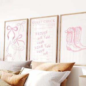 You Look Like You Love Me, Trendy Cowgirl Print, Preppy Wall Art, Cute Coquette Decor, Girly Apartment Aesthetic, Set of 3 Digital Download