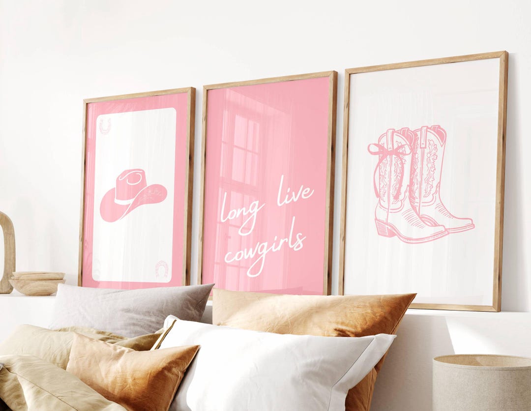 retro cowgirl art prints - set of 3 - digital download... Blush Pink Cowgirl Set of 3 Prints, Coastal Cowgirl Print, Preppy ...