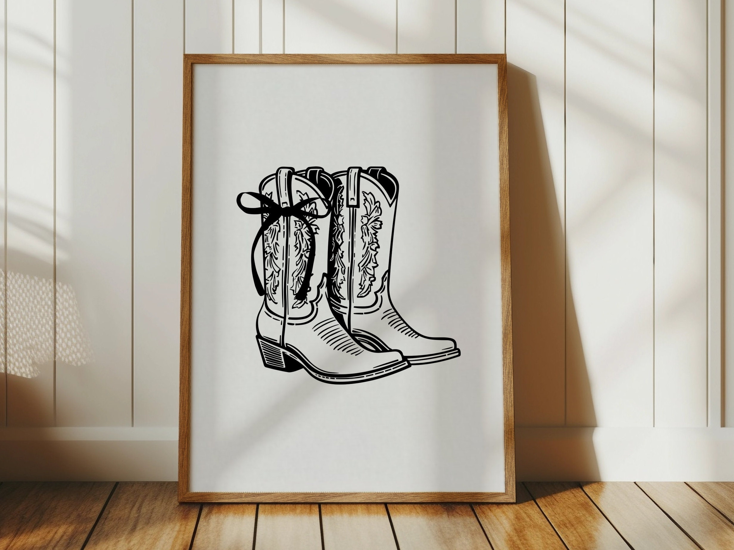 Coquette Bow Cowboy Boot Print, Trendy Cowgirl Poster, Girly Western Wall Art, College Apartment Aesthetic, Cute Preppy Decor, Digital Print