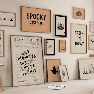 Halloween Gallery Set of 15 Prints, Spooky Wall Art for Trendy Halloween Decor, Digital Download