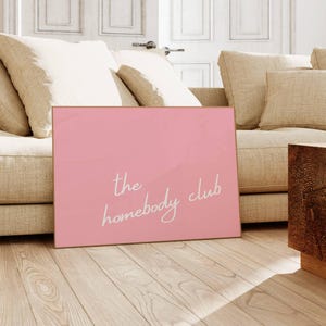 Pink Homebody Club Print, Trendy Horizontal Poster, Minimalist Girly Decor, Cute Apartment Aesthetic, Modern Wall Art, Digital Download
