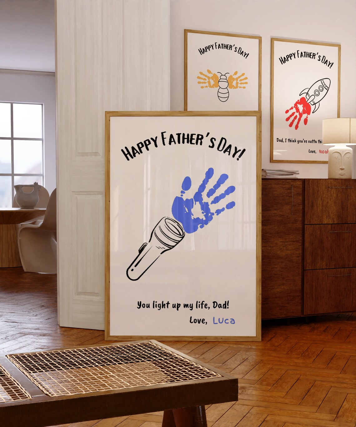 Father's Day Handprint Printable, Set of 3 Kids, DIY Craft Gift, Gift for Dad, Father's Day ...