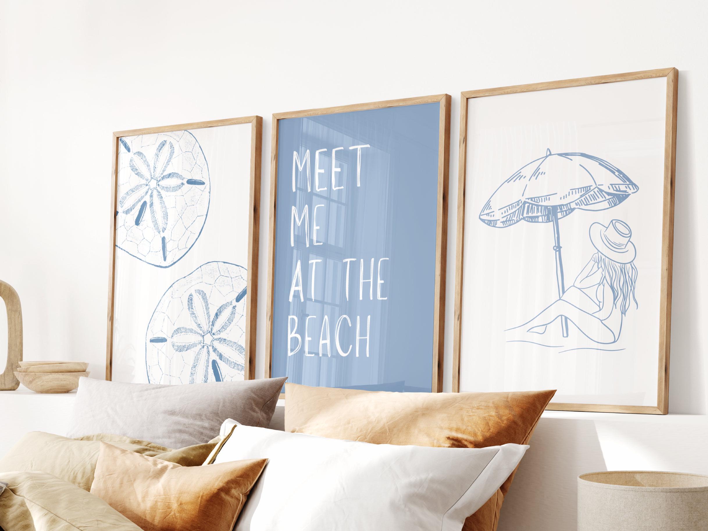 Beachy Set of 5 Prints, Blue Coastal Wall Art for Beach House Decor ...
